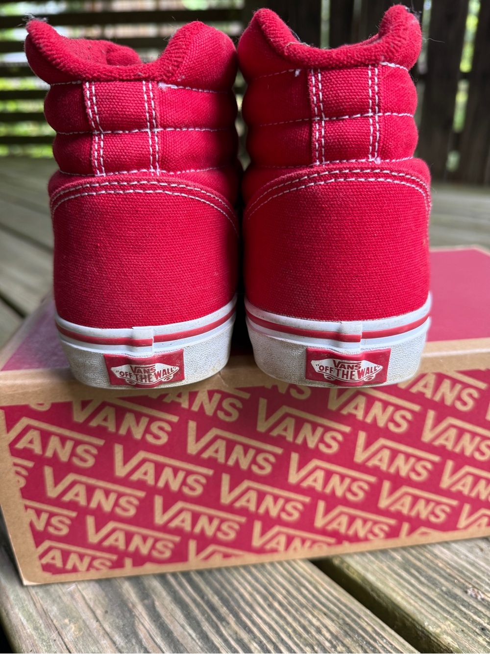 Vans Red White High-Top Canvas Sneakers size Men’s 9.5 Hi skateboarding style - Picture 2 of 6